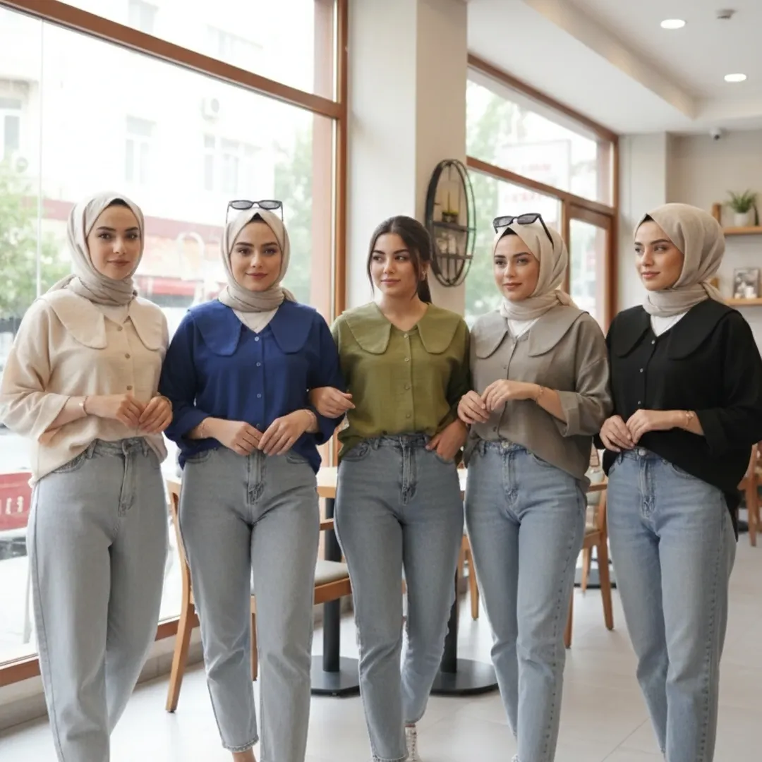 شومیز تک رنگ ابی